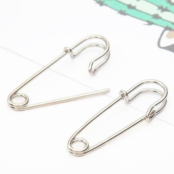 Jewelry - Safety pin earrings silver tone punk style